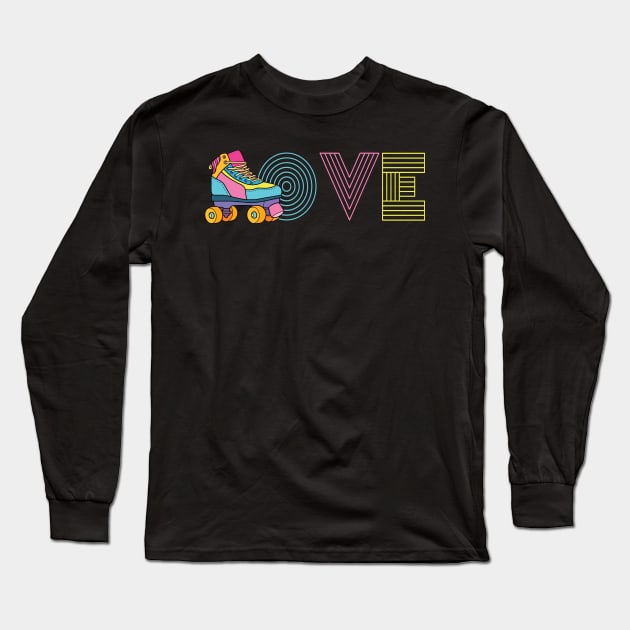 Vintage Roller Skating Clothes LOVE Skates Long Sleeve T-Shirt by Africanob